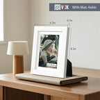 VCK 5x7 Picture Frame, White Wood Frame Set of 5 with Tempered Glass, Display 4x6 Photos with Mat or 5x7 without Mat, Tabletop and Wall Mounting
