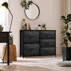 Sorbus Dresser with 5 Faux Wood Drawers - Storage Unit Organizer Chest for Clothes - Bedroom, Hallway, Living Room, Closet, & Dorm Furniture - Steel Frame, Wood Top, & Easy Pull Fabric Bins