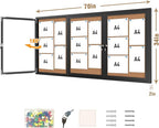 Mifuro 70"x34" Enclosed Bulletin Board, Outdoor Lockable Weather-Resistant Aluminum Cork Noticeboard for School & Office, Black Frame w/Cork