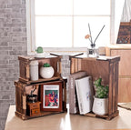TIMRIS Set of 3 Rustic Wood Nesting Crates, Farmhouse Wooden Storage Container Boxes with Cutout Handles, Decorative Wooden Baskets for Display (Rustic Brown)