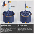 Spin Mop and Bucket Set, Mop Bucket with Separate Dirty Water System, Deep-Cleaning Mops for Floors/Wall, Versatile Mops with 6 Microfiber Mop Pads