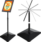 8.5"x11" Pedestal Poster Holder Stand with Heavy Duty Solid Steel Base, Adjustable Floor Standing Sign Holder for Vertical and Horizontal View, Super Stable Display, Black