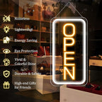 inShareplus 16"x 9" Super Bright Open Sign,12V LED Neon Open Signs for Business for Window, with ON/OFF Switch, Electric Light up Signs for Stores, Restaurants Retail Shops (Yellow-White-Vertical)