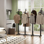 Black Clothing Racks with 8 Arms, Metal Clothing Racks for Hanging Clothes, Freestanding Garment Rack Heavy Duty, 46" to 63" Adjustable Height Retail Clothing Rack for Boutiques Display