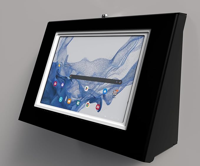TABcare Easy Wall Mount Security Tablet Kiosk for Samsung Galaxy TAB A9+ A11+ 11" Tablet Designed for Integration of USB Hub, Printer, CC Reader & All Your Peripherals (Black)