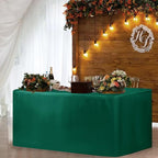 HolidayIdeas 2 Pack Fitted Table Clothes - 48 x 24 Inch - Green Rectangle Tablecloths for 4 Foot Folding Tables, Polyester Fabric Table Covers for Christmas, Craft Show, Trade Show, Business Party