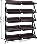 5 Tiers Retail Display Rack, Large Capacity Market Shelf Fruit and Vegetable Basket Stand Rack Set for Kitchen, Office, Store, Supremarket Utility Storage Shelves
