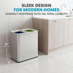 70 Liter / 18.5 Gallon Rectangular Open Top Dual Compartment Recycling Trash Can, Stainless Steel (40L x 30L Capacity) Ideal for Restaurants, Coffee Shops, Gym and Households