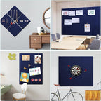 Large Cork Board 48" x 36" - Blue Bulletin Board for Walls - 12 Pack Felt Wall Tiles with 60 Pcs Safe Removable Adhesive Tabs & 40 Pcs Pushpins - for Office, School & Dart Wall Protector - Navy Blue