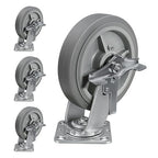8'' × 2'' Caster Wheels, Heavy Duty Industrial Casters Set of 4 Rubber Wheels, Load 4000lbs Capacity, Swivel Caster for Cart Dolly Toolbox Trolley (4 Brake)