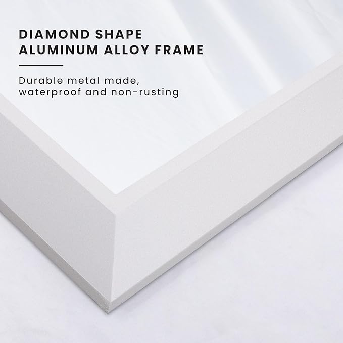 Amorho Bathroom Mirror, 36x36 Inch White Thick Metal Framed Wall Mirrors for Over Sink, Bedroom, Living Room, Entryway, Rectangle Wall-Mounted Mirrors(Horizontal/Vertical).