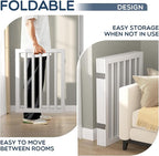 Homykic Bamboo Freestanding Dog Gate, No Assembly Pet Gate Indoor, 24”H x 75”W Extra Wide Foldable Puppy Barrier Fence with Support Feet for The House, Doorways Stairs, 4 Panels, No Drilling