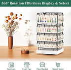EsLuker.ly Rotating Earring Display Holder Stand for Vendors Events Selling, Large Capacity 64 Hooks Jewelry Rack with Wooden Base for Earring Card Sales, Enhances Retail Display Visibility