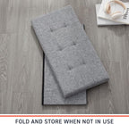 Ornavo Home Foldable Tufted Linen Large Storage Ottoman Bench Foot Rest Stool/Seat - 15" x 30" x 15" (Grey)