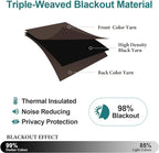 ChrisDowa Blackout Curtains 90 Inches Long for Living Room, Grommet Thermal Insulated Room Darkening Curtains for Bedroom (1 Panel Set, Brown, 52W x 90L)