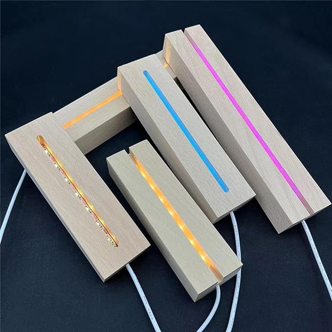 9.45 inch Rectangle Display Pedestal, Colorful Rectangle Led Lights Display Base, Crystal Wooden Lighted Base Stand for Acrylic, Crystal, Night Light, Glass Resin Art