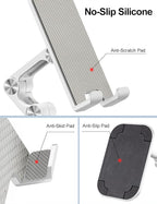 OCYCLONE Phone Stand, Adjustable Height and Angle Foldable Cell Phone Stand Holder for Desk, Taller iPhone Stand Compatible with 4.7"-13" Smartphones iPad Tablet, White