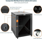 Tecmojo 15U Wall Mount Rack,15U Rack 23.6 Inch Depth,Hold Up to 176 Lbs,Enclosed Wall Mount Rack with 2 Colling Fans,for 19 Inch Network,Server and AV Gear,Glass Door(Elite Collection)