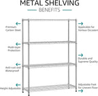 IZEUK 4-Tier Adjustable Heavy Duty Metal Wire Shelving Unit, Wide Storage Rack Organizer for Garage, Kitchen, Office, Dorm, Warehouse (Silver, 15.8" D x 45.8" W x 59.4" H, 1400 lbs Capacity)