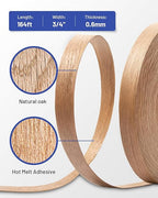 Red Oak Edge Banding 3/4 inch x 164 ft Real Wood Veneer Plywood Edge Banding Iron-on Pre-glued Veneer Edging Tape for Cabinet Repairs Furniture Restoration