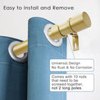 Curtain Rods for Windows 16 to 170 Inches Adjustable Length 1 Inch Diameter Window Curtain Rod with Aluminium Finials, Flash Gold