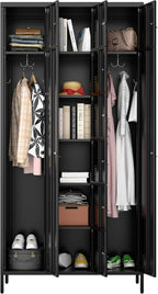 Aobabo Metal Storage Locker for empolyees, 10 Doors Metal Lockers with Hooks, for School, Home Office, Garage, Assembly Required, Black