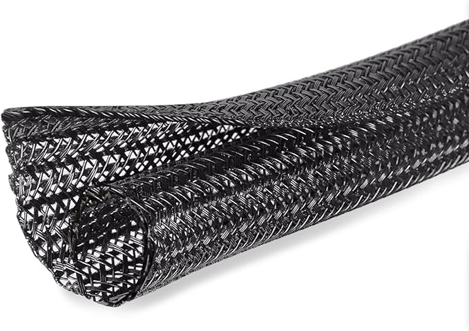 10ft x 1 inch Cable Sleeve Split Wire Loom Tubing for Power, Audio, USB, Cord Management for TV, Computer, Protects from Pets Chewing, Black