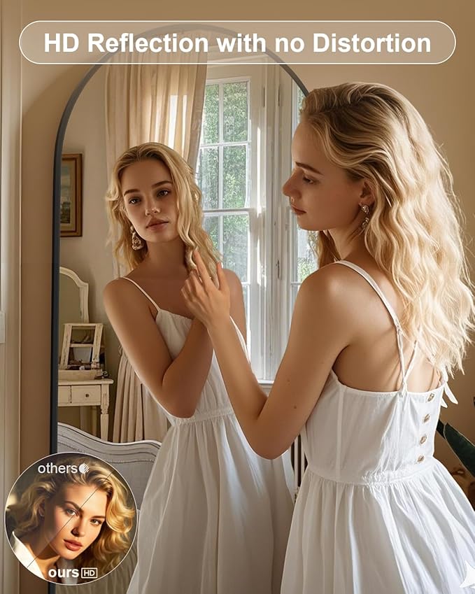 71"x32"Floor Mirror Full Length,Arched Full Length Mirror with Stand,Full Body Mirror,Hanging or Large Leaning for Bedroom Living Room Black