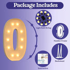 4FT Light Up Numbers, Large Marquee Numbers 0 for 10th 30th Birthday Decorations for Boy Girl, Giant Light Up Numbers for Party Anniversary, Marquee Letters Pre-Cut Mosaic Numbers for Balloons