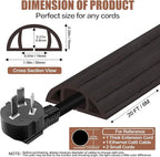Floor Cord Cover Self Adhesive Cord Hider,20FT Cable Management, Extension Strip Protector for Wires, Prevent Cable Trips for Offices, Gyms, Exhibitions Cavity:0.39"(W) x 0.27"(H) Black Wood