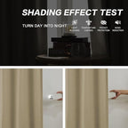 DUALIFE Taupe Blackout Pinch Pleated Curtains for Bedroom 144 Inch Length, Linen Blended Farmhouse 100% Blackout Thermal Insulated Back Tab Drapes with Hooks for Track System 2 Panels W40xL144