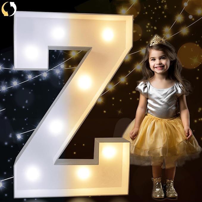 Pooqla 3FT Marquee Light Up Letters, Cool White and Warm White LED Big Mosaic Marquee Letters 3 Feet, Giant Letter Sign for Balloons Birthday Anniversary Wedding Party Decoration, Letter Z