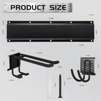 Garage Tool Organizer Wall Mount, Heavy Duty Garage Organization Tool Storage Utility Rack, Sturdy Storage Rack Hanger with Adjustable Hooks, Garden Tool Organizer for Shovel, Rake, Folding Chair