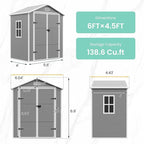 UDPATIO Outdoor Resin Storage Shed 6x4.5 FT, Plastic Garden Shed for Bike, Garbage Can, Tool, Outside Sheds with Lockable Door for Backyard, Patio, Lawn, Grey & White