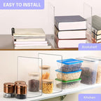 OKPOW Acrylic Shelf Dividers for Closet Organization: 10" Tall X 8.46" Deep Durable 8 Pack Clear Shelves Separators for Clothing Adjustable Purse Organizer