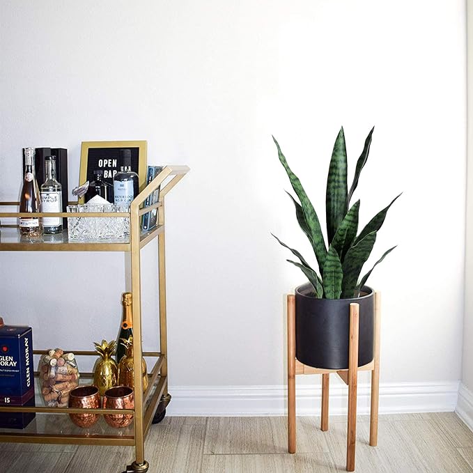 Beebel Artificial Plants Sansevieria Snake Plant with Black Plastic Planter Greenery Perfect Faux Agave Fake Plants in Pot for Home Office Indoor and Outdoo Décor (22" Green)