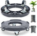 Trash Can Dolly Wheels, Adjustable 15-19 Inch Round Roller with Locking Wheels 440 LBS Heavy Duty Drum Cart Multi Function Rolling Dollies Stand Plant Caddy(2 Packs, Grey)