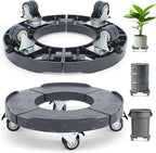 Trash Can Dolly Wheels, Adjustable 15-19 Inch Round Roller with Locking Wheels 440 LBS Heavy Duty Drum Cart Multi Function Rolling Dollies Stand Plant Caddy(2 Packs, Grey)
