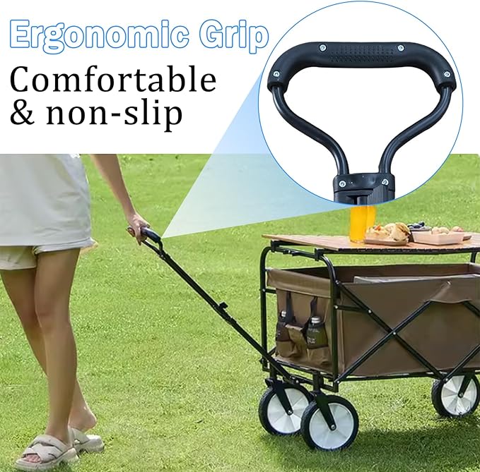 Garden Wagon Pull Handle, Camper Carts Grip for Outdoor Camping Trolley Replacement, Scalable, 1 Pcs