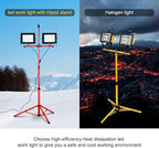 LEDMO 26000 Lumen LED Work Lights on Stand Tripod,200W Bright 2 Adjustable Head Work Floodlights with Individual Switch,IP65 Waterproof Outdoor & Indoor for Job Site Workshop Security Fixture