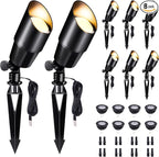 Black Outdoor Landscape Spotlights, LED Low Voltage Spot Light, Modern IP65 Waterproof Aluminum Fence Light for Yard Home Wall with 5W MR16 Bulb 2700K 8 Pack