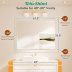 TokeShimi 48x36 Frameless Bathroom Mirror for Over Sink with 1" Beveled Edge, Tempered Bathroom Vanity Mirror Beveled, Shatterproof Rectangle Mirrored Wall Mounted for Living Room, Entryway