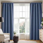 PONY DANCE Blackout Curtains for Bedroom 90 inches Long 2 Panels Set, Thermal Insulated Rod Pocket Black Out Window Drapes, Noise Reducing Window Treatment for Living Room(W52 x L90 inch, Blue Haze)