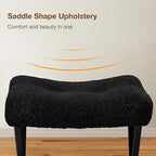 18-Inch Vanity Stool Chair, Vanity Bench with Metal X-Legs, Ottoman Accent Stool with Breathable and Soft Boucle Fabric Saddle Seat, Black