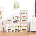 Stackable Storage Drawers - Pull Out Storage Bins with Drawers for Closet Clothes Organizers with Weekly Labels & Clear Window, Closet Shelf Storage for Bedroom, Living Room, 5 Pack, White
