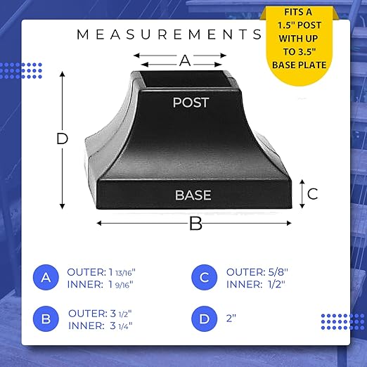 Deck Post Base Cover – Durable, Snap-Together Shoe Base Instantly Transforms Hand & Stair Rail Feet – Porch, Stair & Deck Base Brackets Covers – UV-Resistant ABS Plastic (Black)
