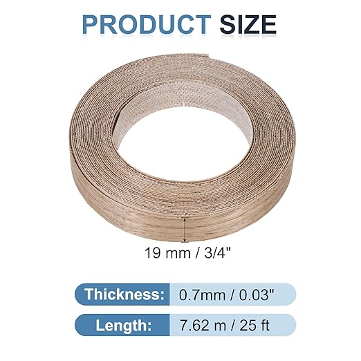 PATIKIL Walnut Edge Banding, 3/4 Inch x 25 ft Wood Veneer Tape Pre-glued Flexible Plywood Edge Banding with Hot Melt Adhesive for Furniture Restoration