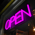 HiNeon Pink Neon Open Sign 20inx7in LED Open Sign w/Remote Controller, Electric Light Up Open Sign for Business Store, w/Hanging Chain for Shop Windows, Direct Plug-In w/ 12V Power Adapter