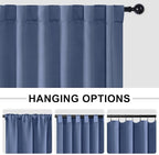 Hiasan Patio Sliding Room Divider Door Curtains - Extra Wide Privacy Room Thermal Insulated Blackout Curtain with Back Tab & Rod Pocket for Bedroom Partition(100 x 108 Inches, Dusty Blue)