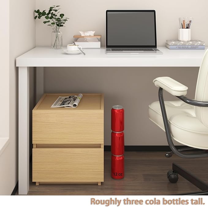 furtble Stackable 2-Drawer Dresser, Multi-Purpose Storage Closet Cube for Bedroom, Storage Cabinet for Entryway, Nightstand Sofa Beside Table Drawer Chest, 15.8 in, Oak